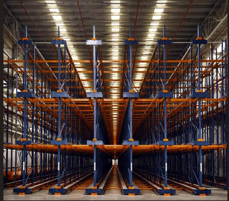 Rack de alta densidad instalado en almacén refrigerado